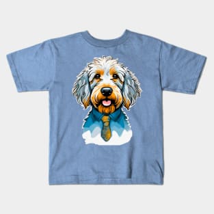 Goldendoodle for Dad in Tie and Shirt Kids T-Shirt